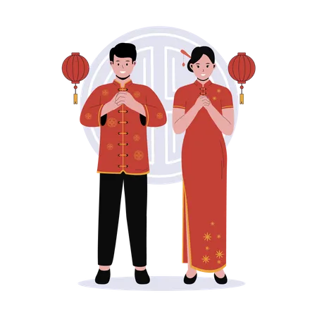 Couple chinois  Illustration