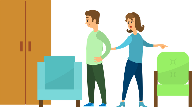 Couple Choosing Furniture  Illustration