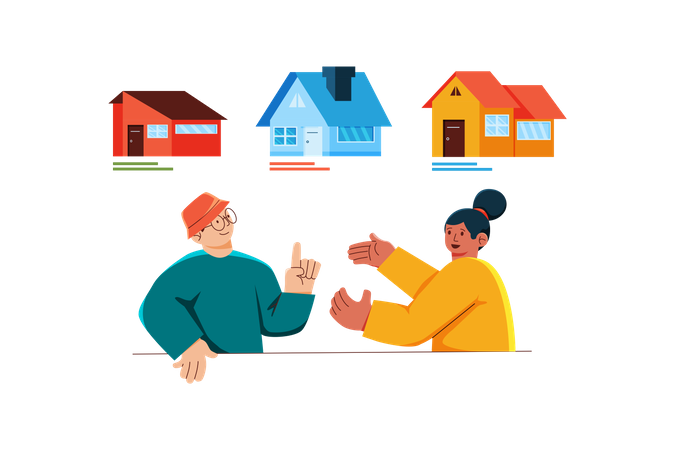 Couple Choosing Home  Illustration