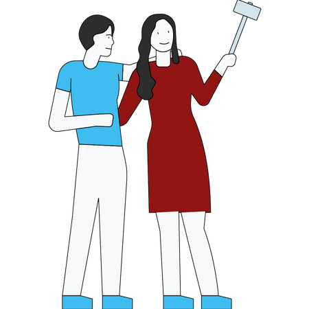 Couple clicking selfie  Illustration