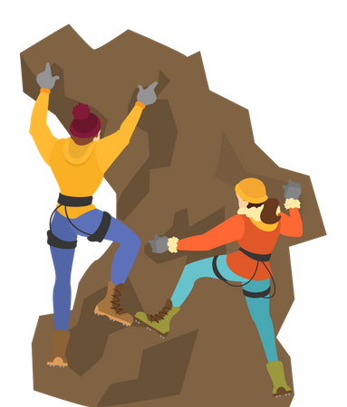 Couple climb the mountain  Illustration