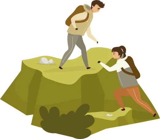 Couple climbing hill Illustration