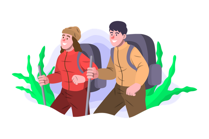 Couple climbing together  Illustration