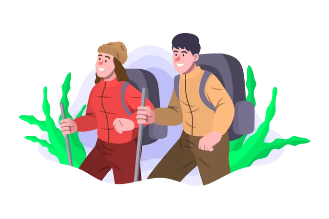 Couple climbing together  Illustration