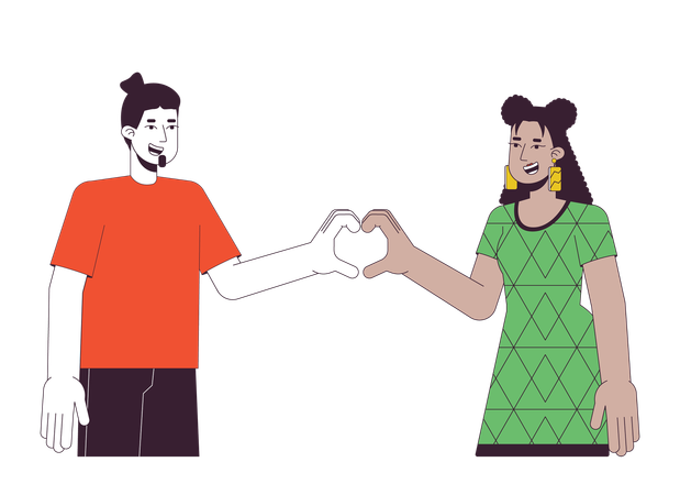 Couple, coeur, mains  Illustration