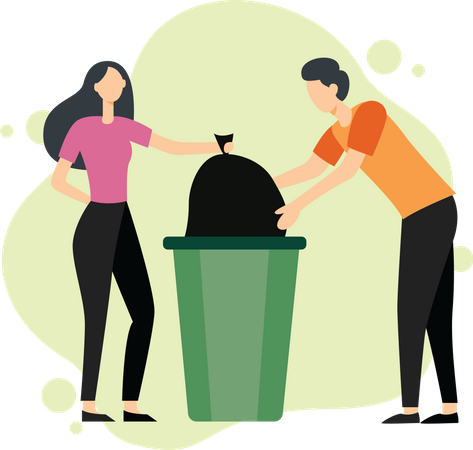 Couple collecting garbage Illustration