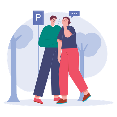 Couple communication in park  Illustration