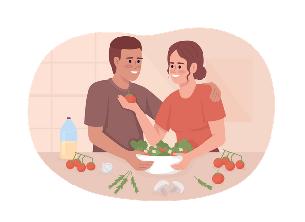 Couple cooking together  Illustration