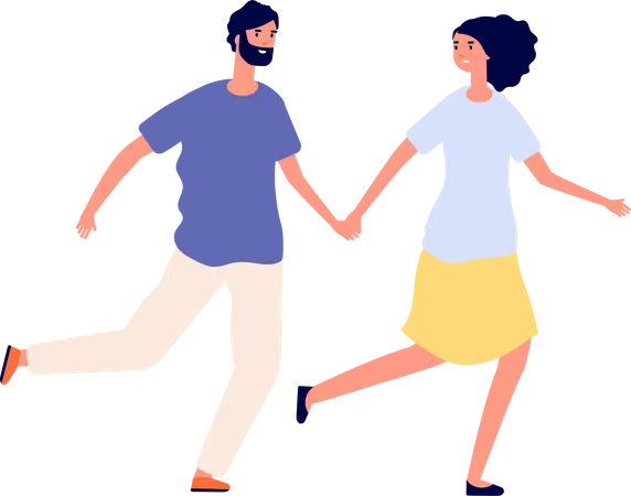 Couple qui court  Illustration