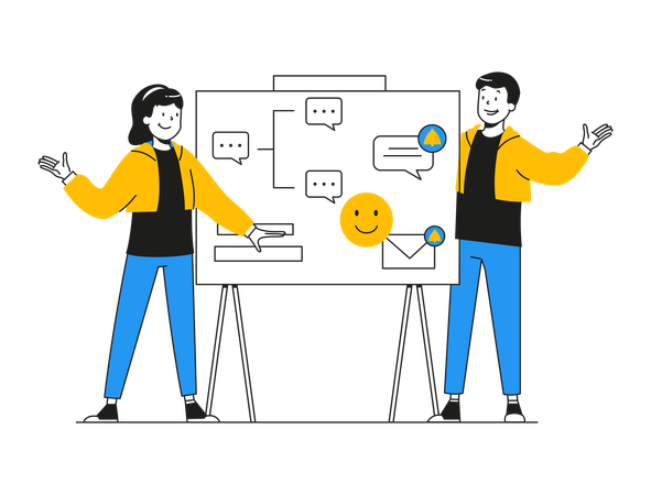 Couple Creating Visual Content Map  Illustration