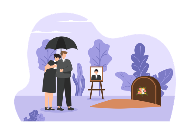 Couple cries on the loss of their father  Illustration