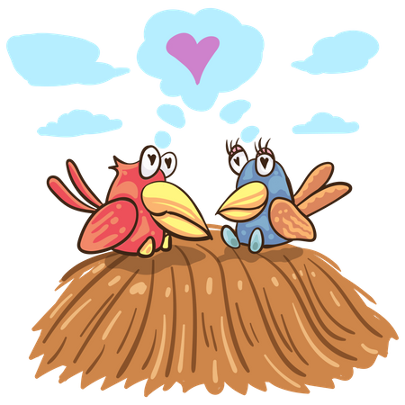 Couple d'oiseaux romantique  Illustration