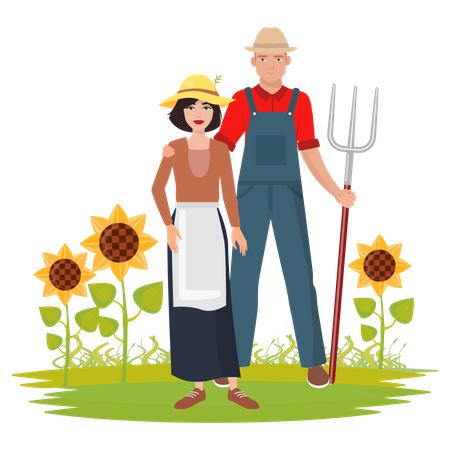 Couple d'agriculteurs  Illustration