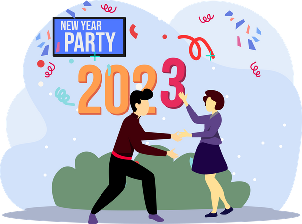Couple dance and celebrate new year Illustration