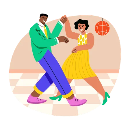 Couple dance performing on stage  Illustration
