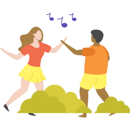 Couple dancing at beach  Illustration