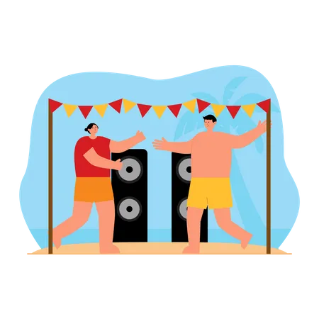 Couple dancing at beach  Illustration