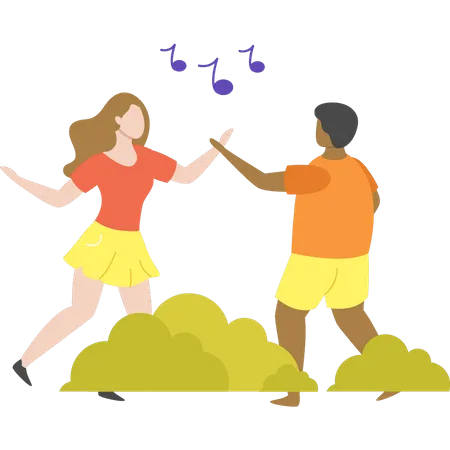 Couple dancing at beach  Illustration