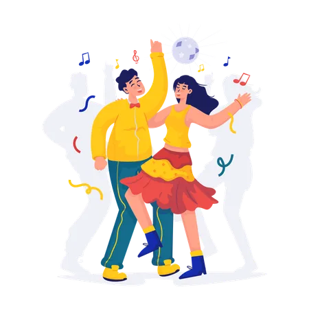 Couple Dancing at night club  Illustration