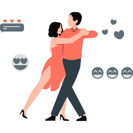 Couple dancing at prom  Illustration