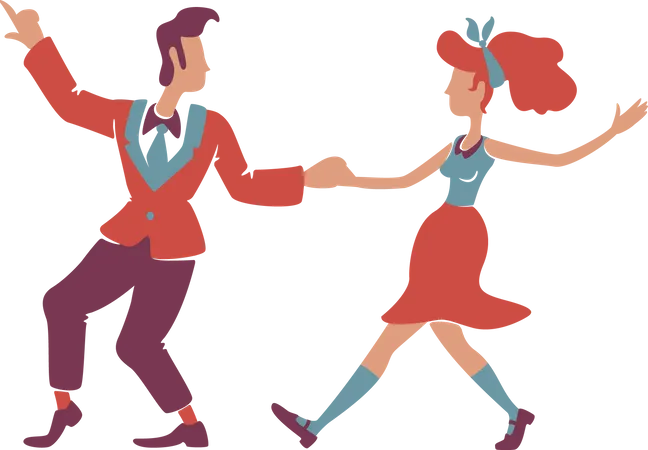 Couple dancing boogie woogie Illustration