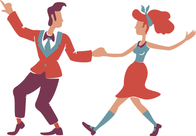 Couple dancing boogie woogie  Illustration