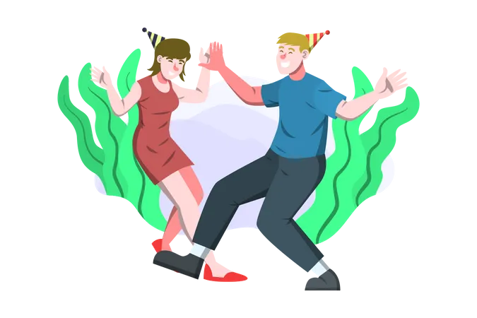 Couple dancing during birthday celebration  Illustration