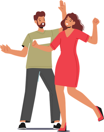 Couple dancing during spare time Illustration