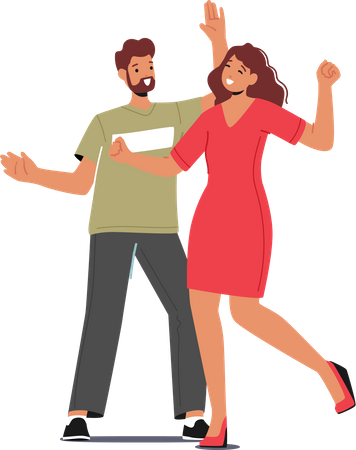 Couple dancing during spare time  Illustration