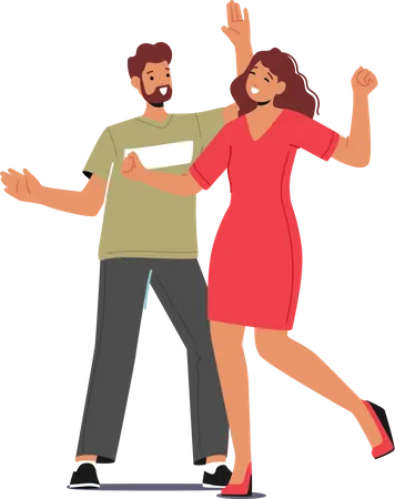 Couple dancing during spare time  Illustration