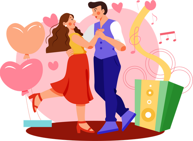 Couple dancing in anniversary day  Illustration