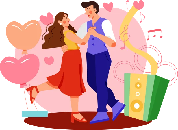 Couple dancing in anniversary day  Illustration