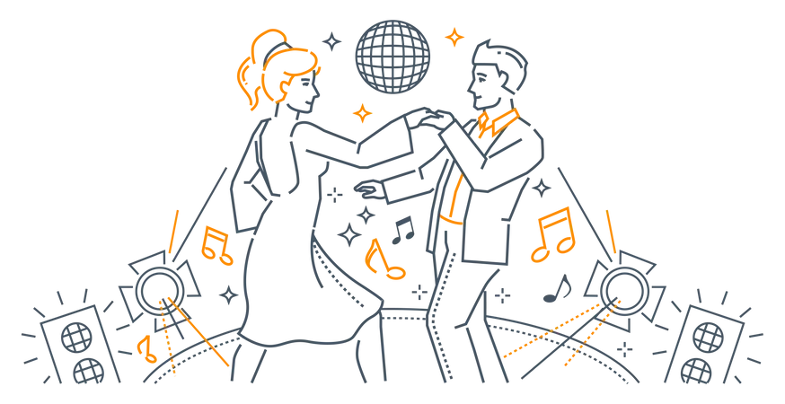 Couple dancing in disco  Illustration