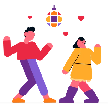 Couple dancing in disco  Illustration