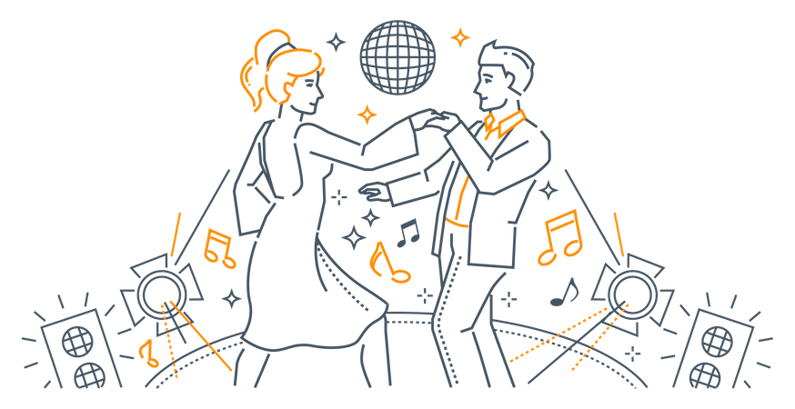 Couple dancing in disco  Illustration