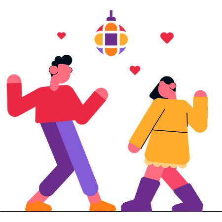 Couple dancing in disco  Illustration