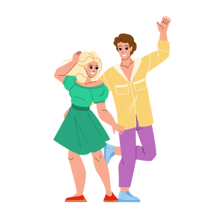 Couple Party Vector Happy Woman Man Young People Fun Love Dance Disco Together Night Girl Couple Party Character People Flat Cartoon Illustration Illustration