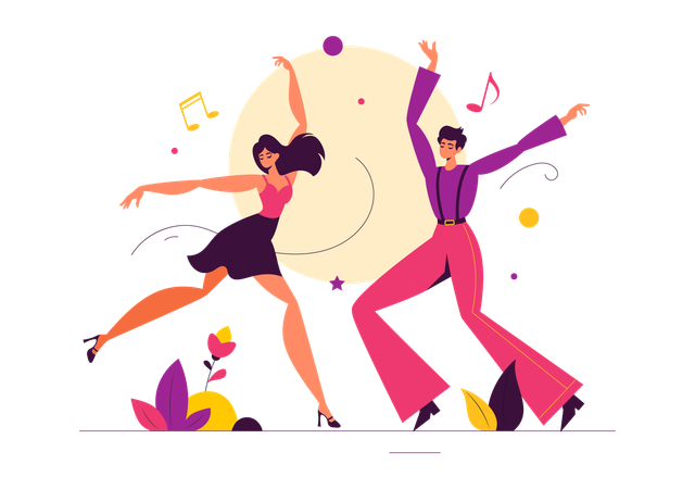 Couple Dancing in party  Illustration