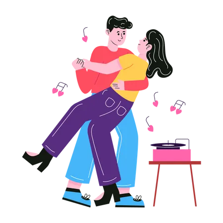 Couple dancing on romantic song Illustration