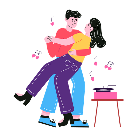 Couple dancing on romantic song  Illustration