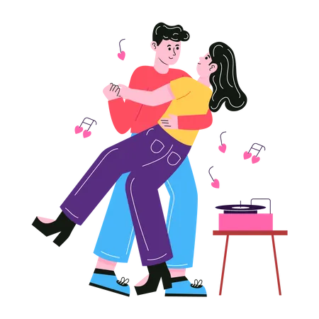 Couple dancing on romantic song  Illustration