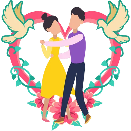 Couple dancing on valentine day Illustration