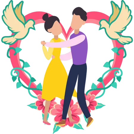 Couple dancing on valentine day  Illustration