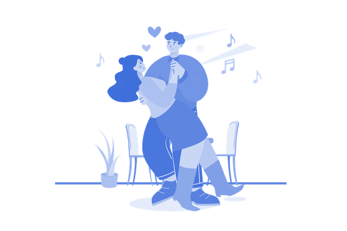 Couple dancing on Valentine’s Day  Illustration