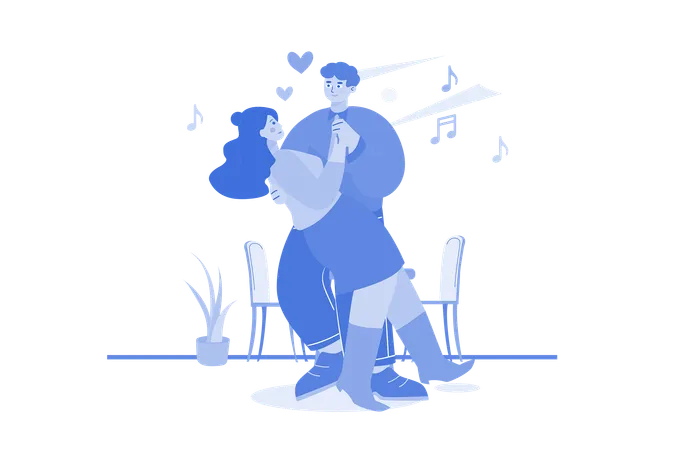 Couple Dancing Together Illustration Concept On White Background Illustration