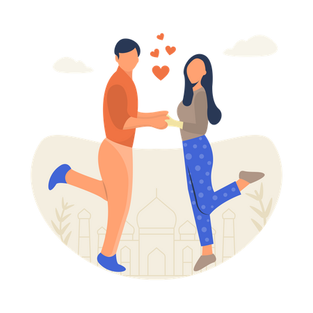 Couple dancing on valentines day Illustration