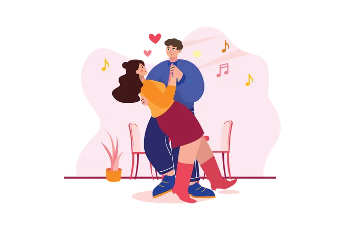 Couple dancing on Valentine’s Day  Illustration