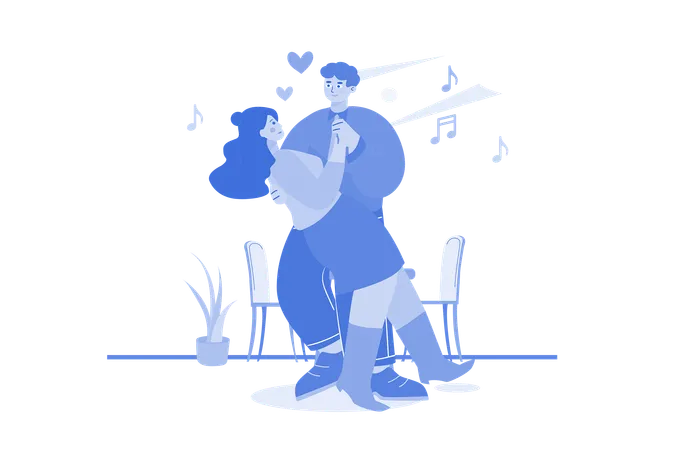 Couple dancing on Valentine’s Day  Illustration