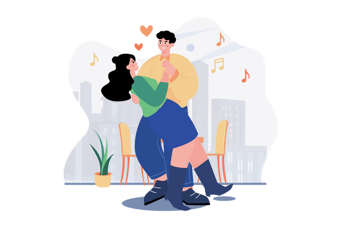 Couple dancing on Valentine’s Day  Illustration