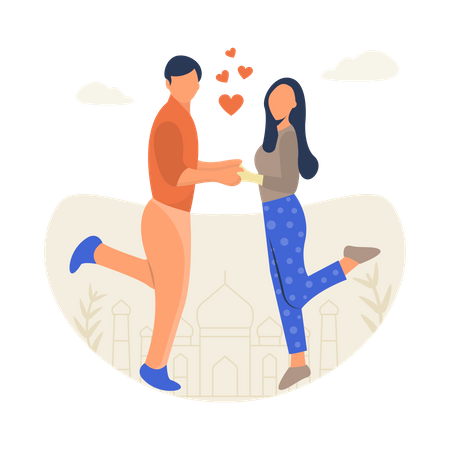 Couple dancing on valentines day  Illustration